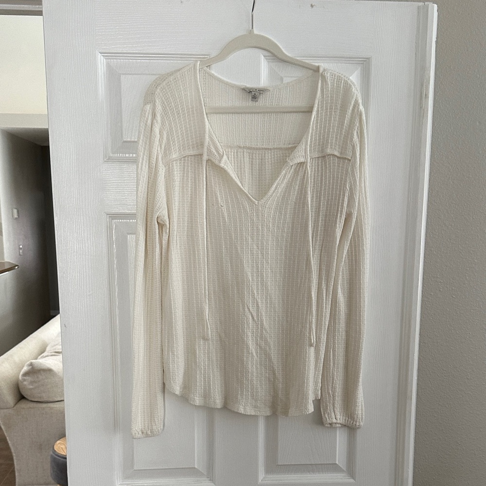 Lucky Brand Cream Oversized Textured Blouse